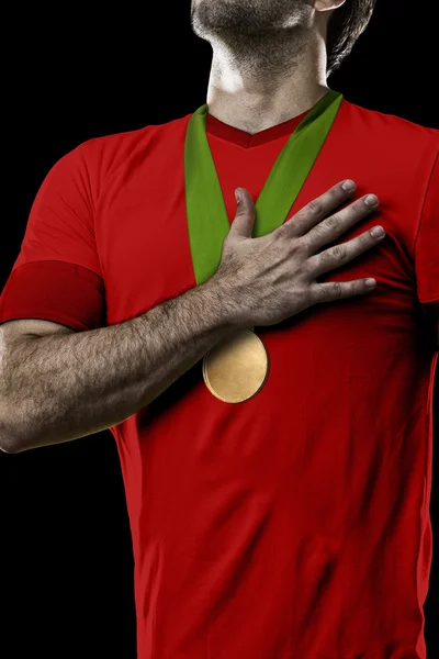 Athlete Celebrating a golden medal — Stock Photo, Image