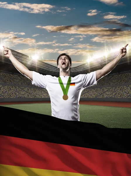 Athlete Celebrating a golden medal — Stock Photo, Image