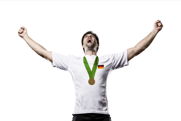 Atleta Celebrando uma medalha de ouro — Fotografia de Stock