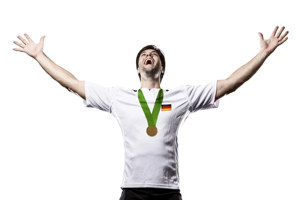 Athlete Celebrating a golden medal — Stock Photo, Image