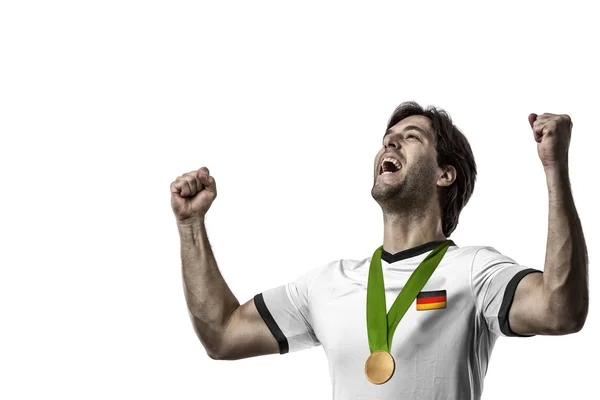 Athlete Celebrating a golden medal — Stock Photo, Image