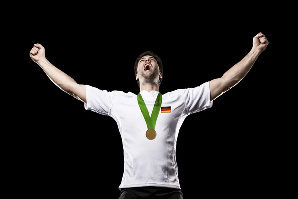 Athlete Celebrating a golden medal — Stock Photo, Image