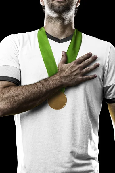 Athlete Celebrating a golden medal — Stock Photo, Image