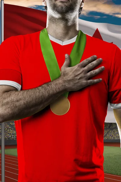 Athlète Célébrant une médaille d'or — Photo