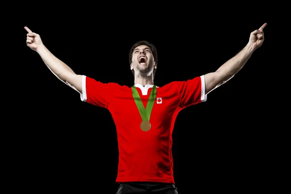 Athlete Celebrating a golden medal — Stock Photo, Image