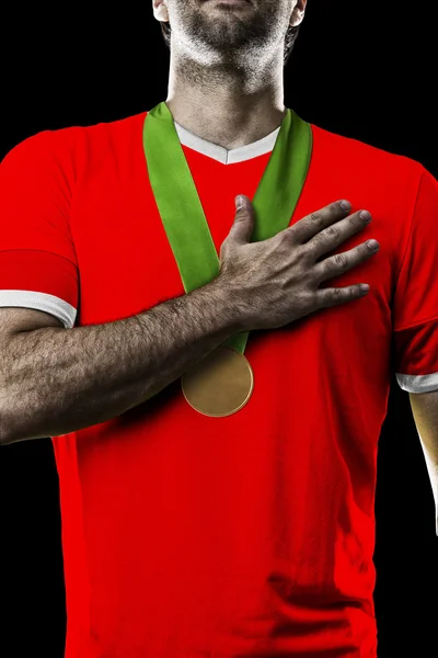 Athlete Celebrating a golden medal — Stock Photo, Image