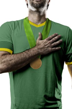 Altın madalya kutluyor atlet