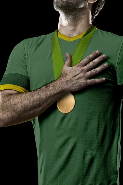 골든 메달을 축 하 하는 선수 — 스톡 사진
