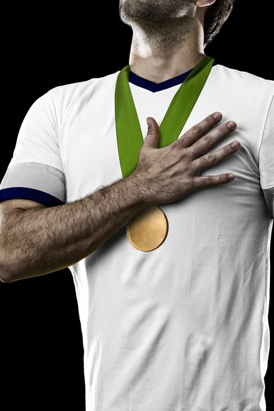 Athlete Celebrating a golden medal — Stock Photo, Image