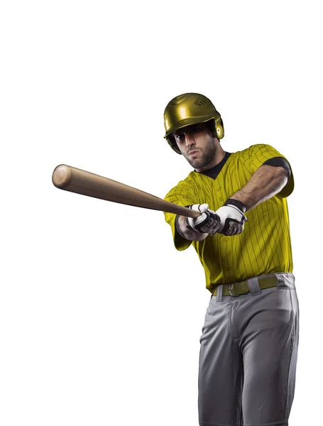 Jugador de béisbol con uniforme amarillo —  Fotos de Stock
