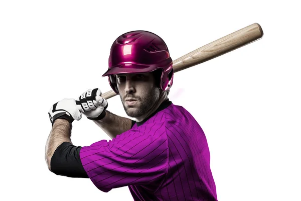 Jugador de béisbol con uniforme rosa — Foto de Stock