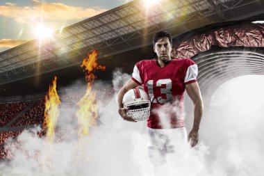 Futbolcu kırmızı üniforma ile