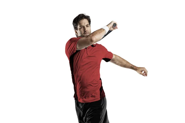 Giocatore di tennis con camicia rossa . — Foto Stock