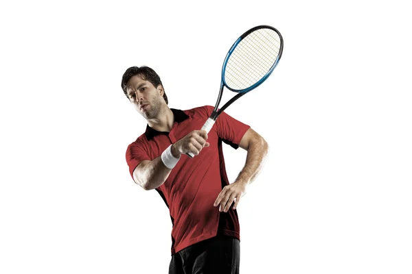 Tennisspelare med en röd tröja. — Stockfoto