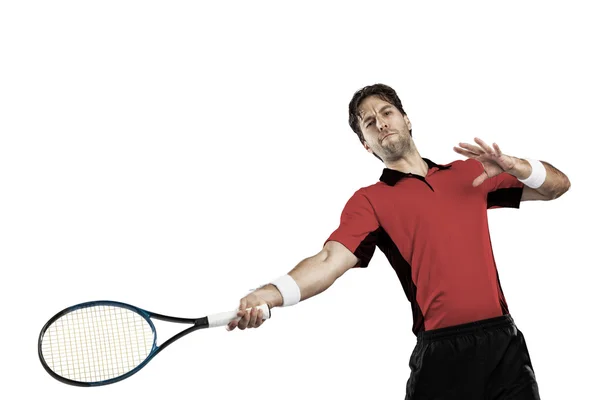 Jugador de tenis con camisa roja . — Foto de Stock