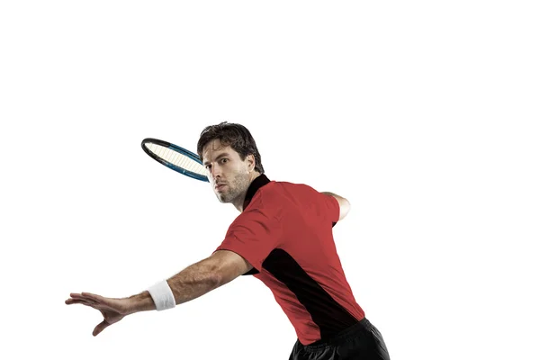 Giocatore di tennis con camicia rossa . — Foto Stock