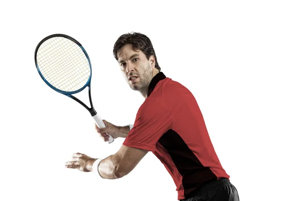 Joueur de tennis avec une chemise rouge . — Photo