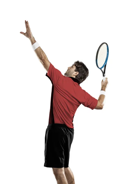 Tennis player with a red shirt. — Stock Photo, Image