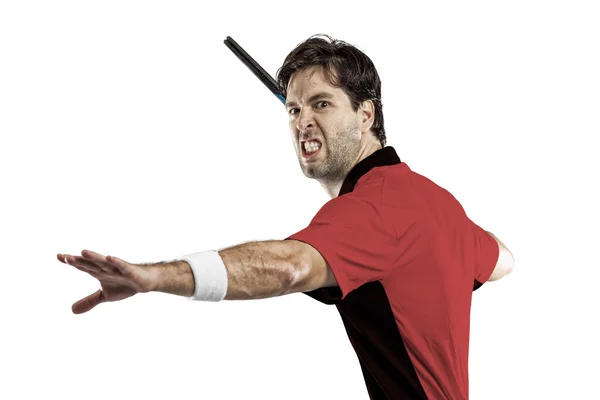 Joueur de tennis avec une chemise rouge . — Photo