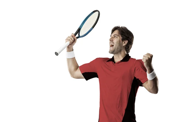 Tennisspieler mit rotem Hemd. — Stockfoto