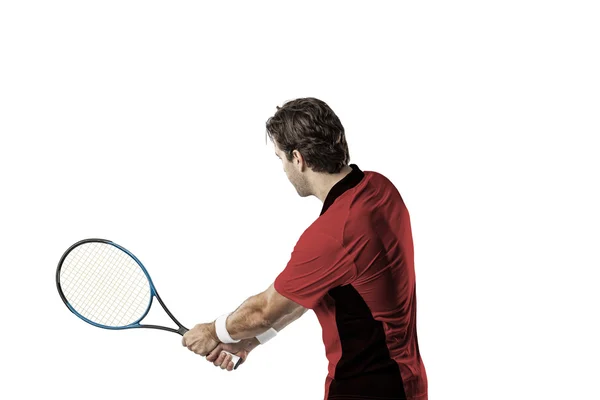 Tennisspeler met een rode shirt. — Stockfoto