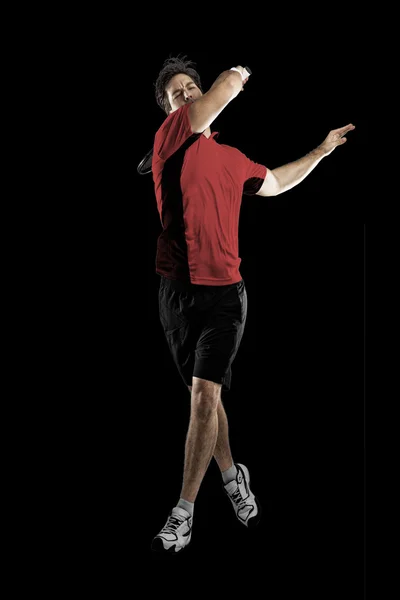 Jucător de tenis cu cămașă roșie . — Fotografie, imagine de stoc