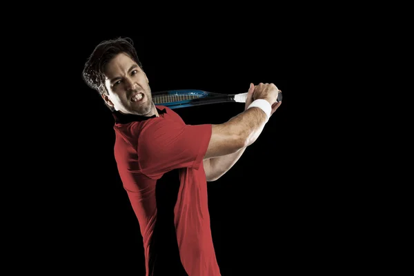 Giocatore di tennis con camicia rossa . — Foto Stock