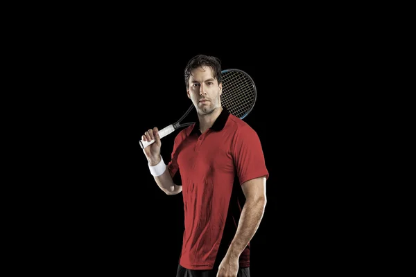 Giocatore di tennis con camicia rossa . — Foto Stock