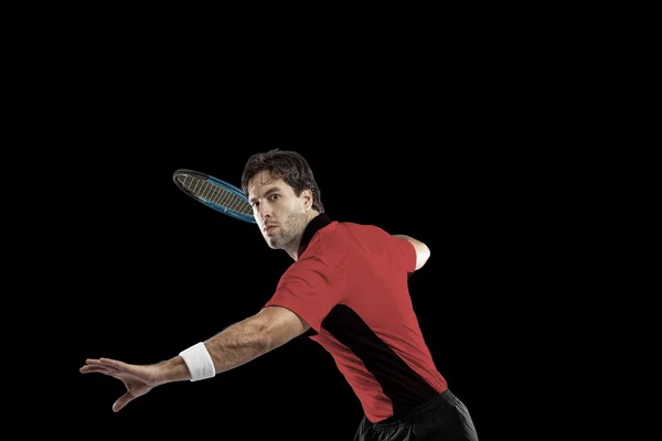 Giocatore di tennis con camicia rossa . — Foto Stock