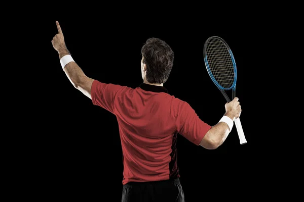 Tennisspeler met een rode shirt. — Stockfoto