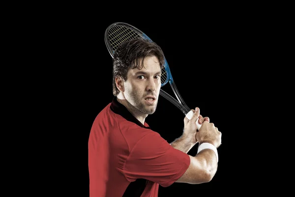 Tennis player with a red shirt. — Stock Photo, Image