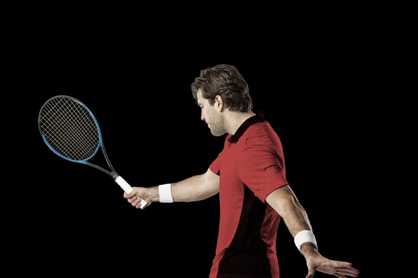 Giocatore di tennis con camicia rossa . — Foto Stock