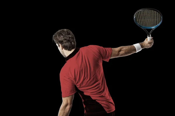 Giocatore di tennis con camicia rossa . — Foto Stock