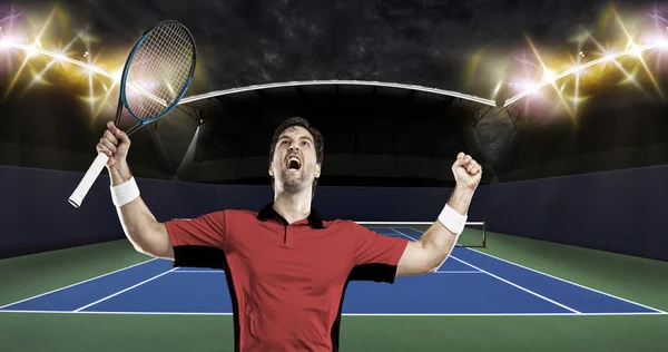 Tennisspelare med en röd tröja. — Stockfoto