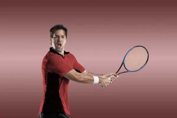 Giocatore di tennis con camicia rossa . — Foto Stock