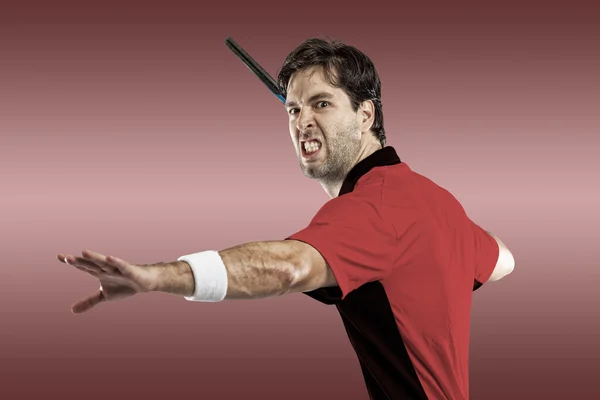 Tennis player with a red shirt. — Stock Photo, Image