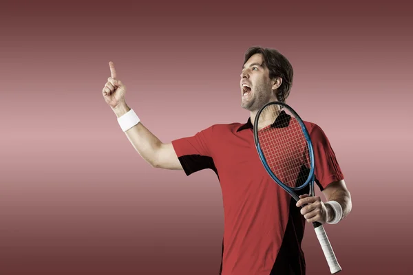 Tennisspeler met een rode shirt. — Stockfoto