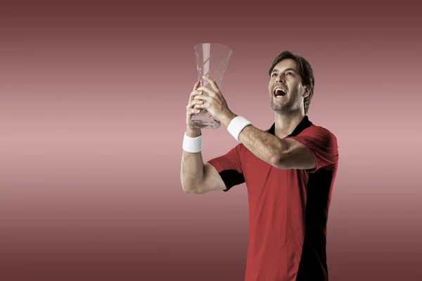 Tennisspieler mit rotem Hemd. — Stockfoto