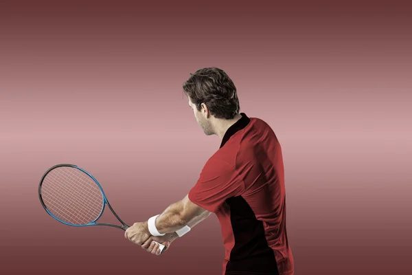 Giocatore di tennis con camicia rossa . — Foto Stock