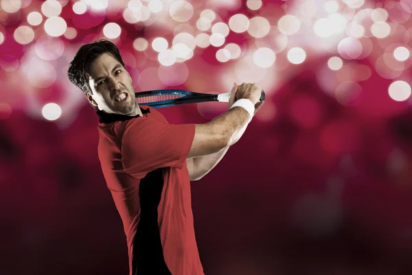 Tennis player with a red shirt. — Stock Photo, Image