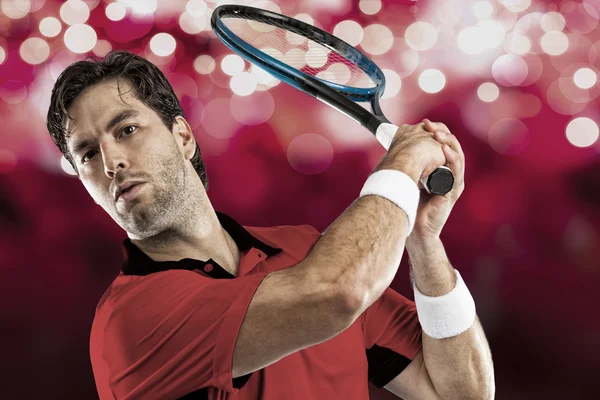Tennis player with a red shirt. — Stock Photo, Image