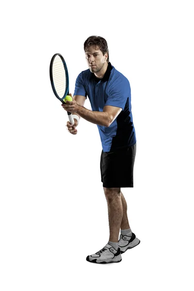 Joueur de tennis avec une chemise bleue . — Photo