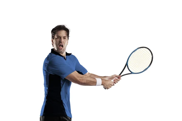 Joueur de tennis avec une chemise bleue . — Photo