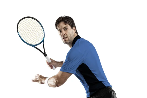 Tennisspeler met een blauw shirt. — Stockfoto