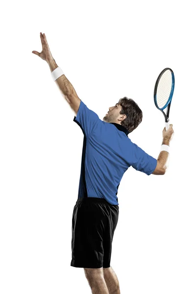 Giocatore di tennis con camicia blu . — Foto Stock