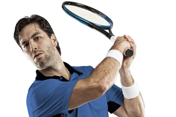 Tennis player with a blue shirt. — Stock Photo, Image
