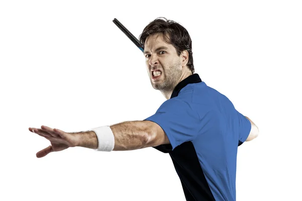 Joueur de tennis avec une chemise bleue . — Photo