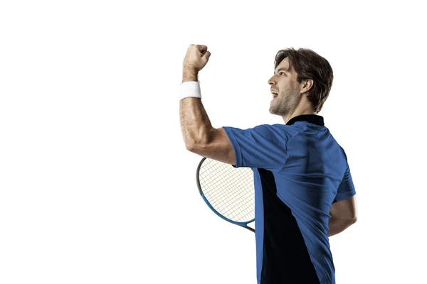 Giocatore di tennis con camicia blu . — Foto Stock