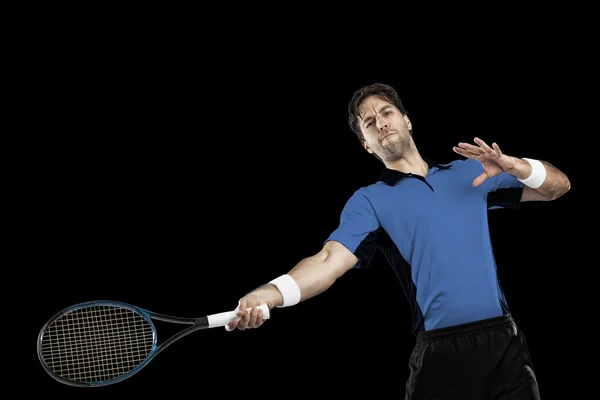 Joueur de tennis avec une chemise bleue . — Photo