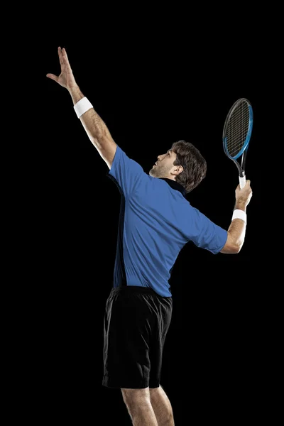 Joueur de tennis avec une chemise bleue . — Photo